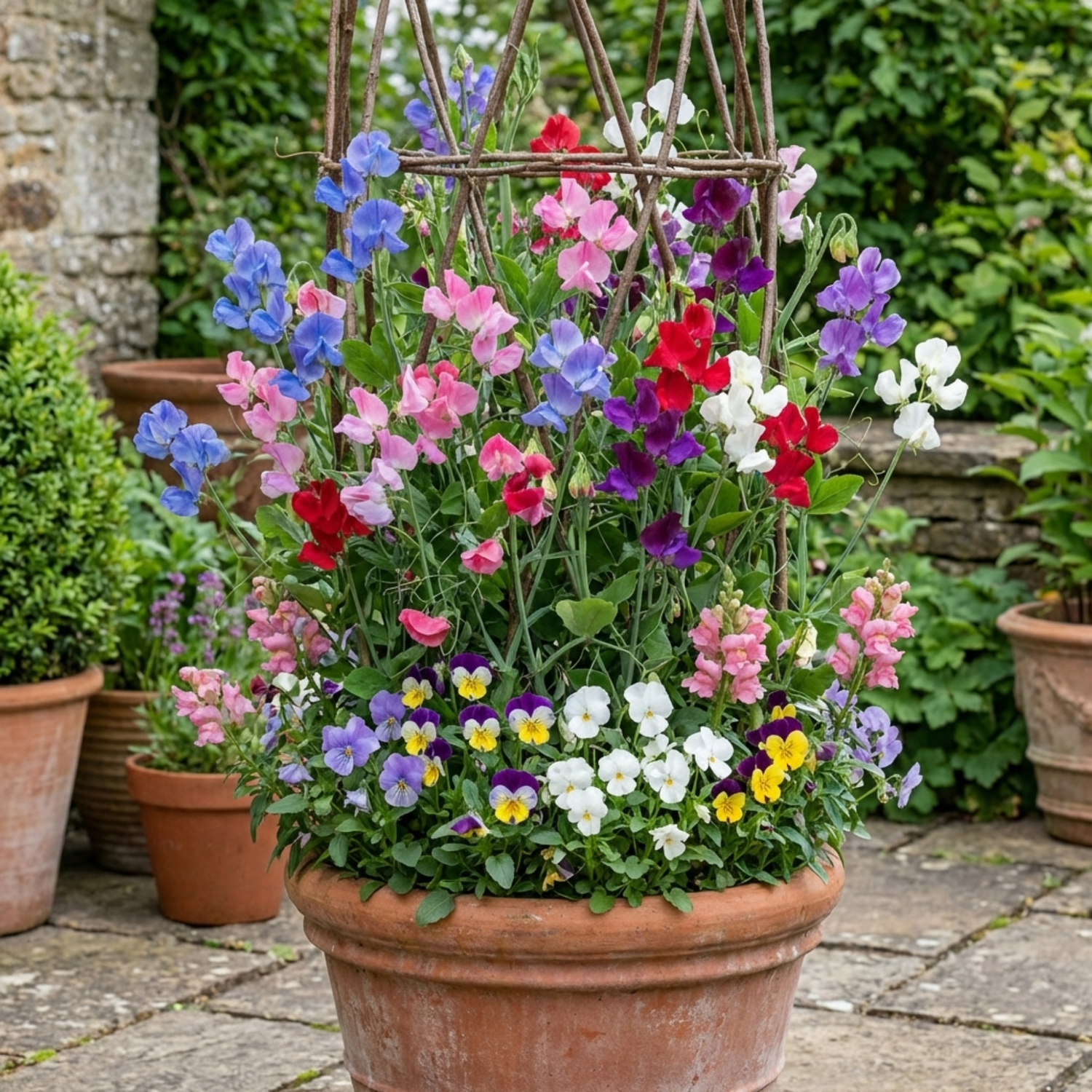 Set of 3 or 6 Large, Garden Ready Plants - Sweet Pea Growers Colour Mix, 10.5 cm