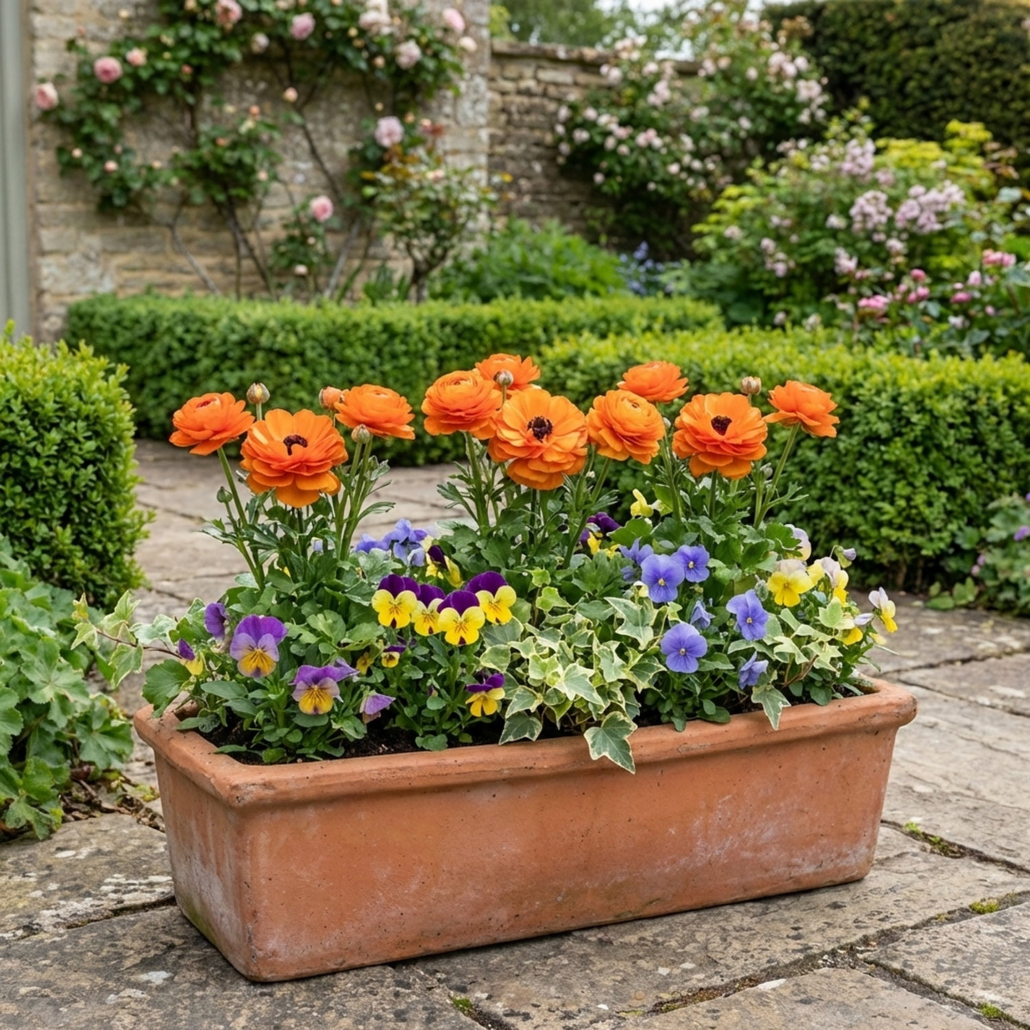 Set of 3 or 6 Ranunculus Vortex Orange Persian Buttercup Plants, Hardy Perennial, Spring & Autumn Flowering, Outdoor Garden Ready, 1 Litre Root-Ball
