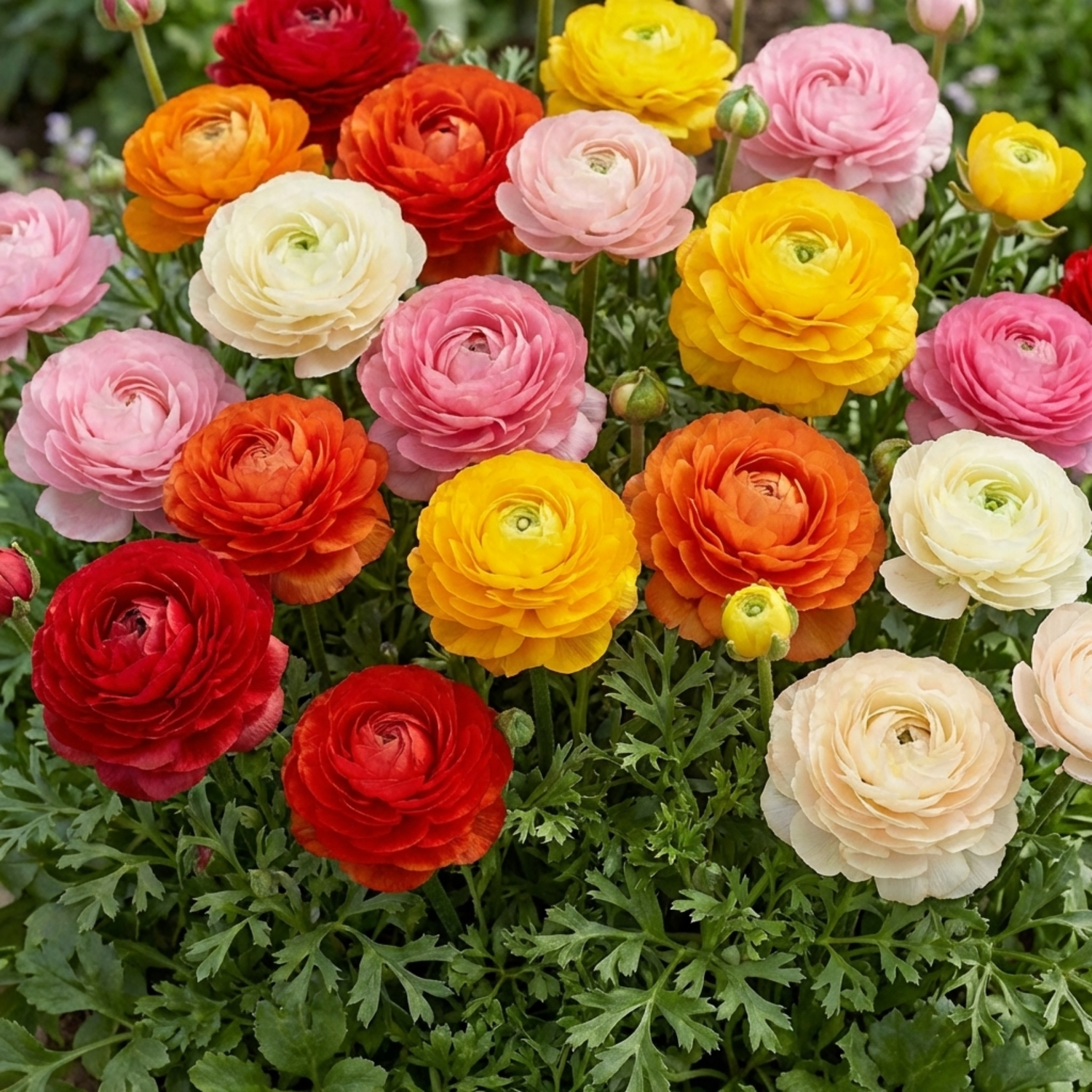 Set of 3 or 6 Ranunculus Growers Colour Mix Plants, Persian Buttercup, Spring Flowering, Outdoor Garden Ready, 1 Litre Root-Ball