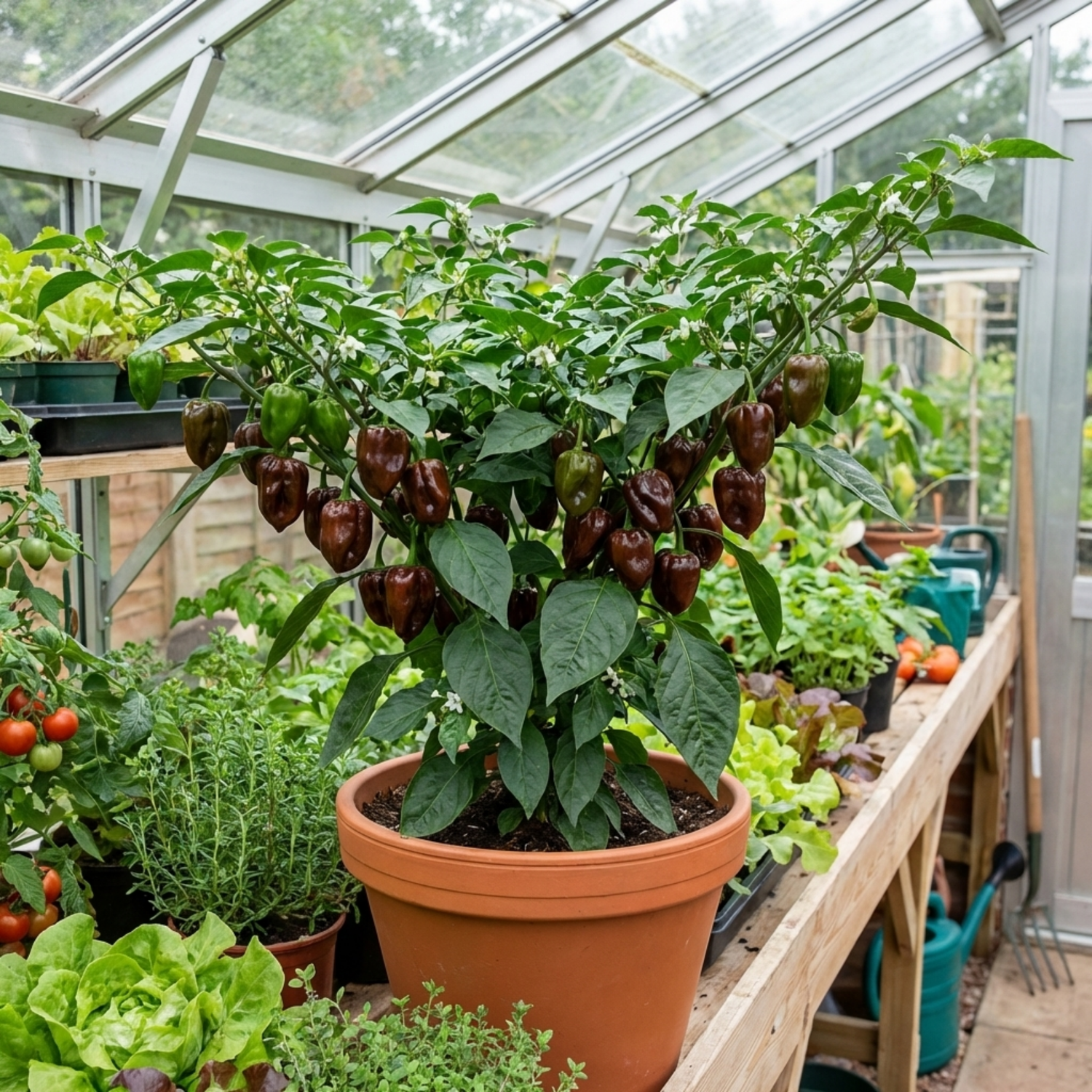 Set of 3 or 6 Large Chilli Pepper Plants - Habanero Chocolate, Ready to Plant in Your Garden