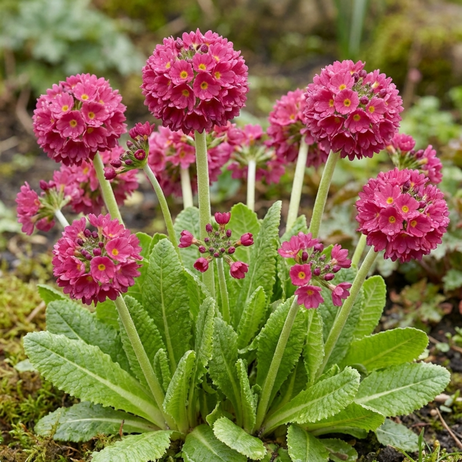Set of 3 or 6 Primula Denticulata Deep Rose Hardy Perennial Plants, Spring Flowering, Outdoor Garden Ready, 1 Litre Root-Ball