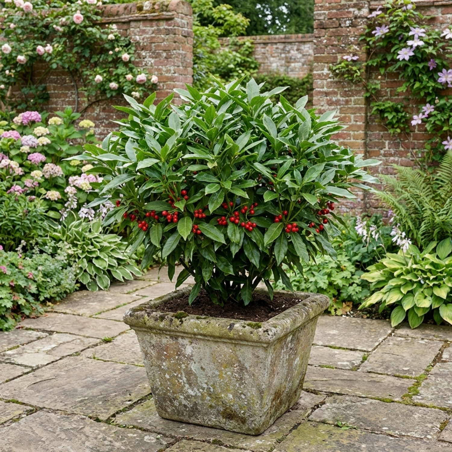 1 Aucuba Japonica Rozannie Plant, Hardy Evergreen Shrub, Outdoor Garden Ready, 3 Litre Root Ball
