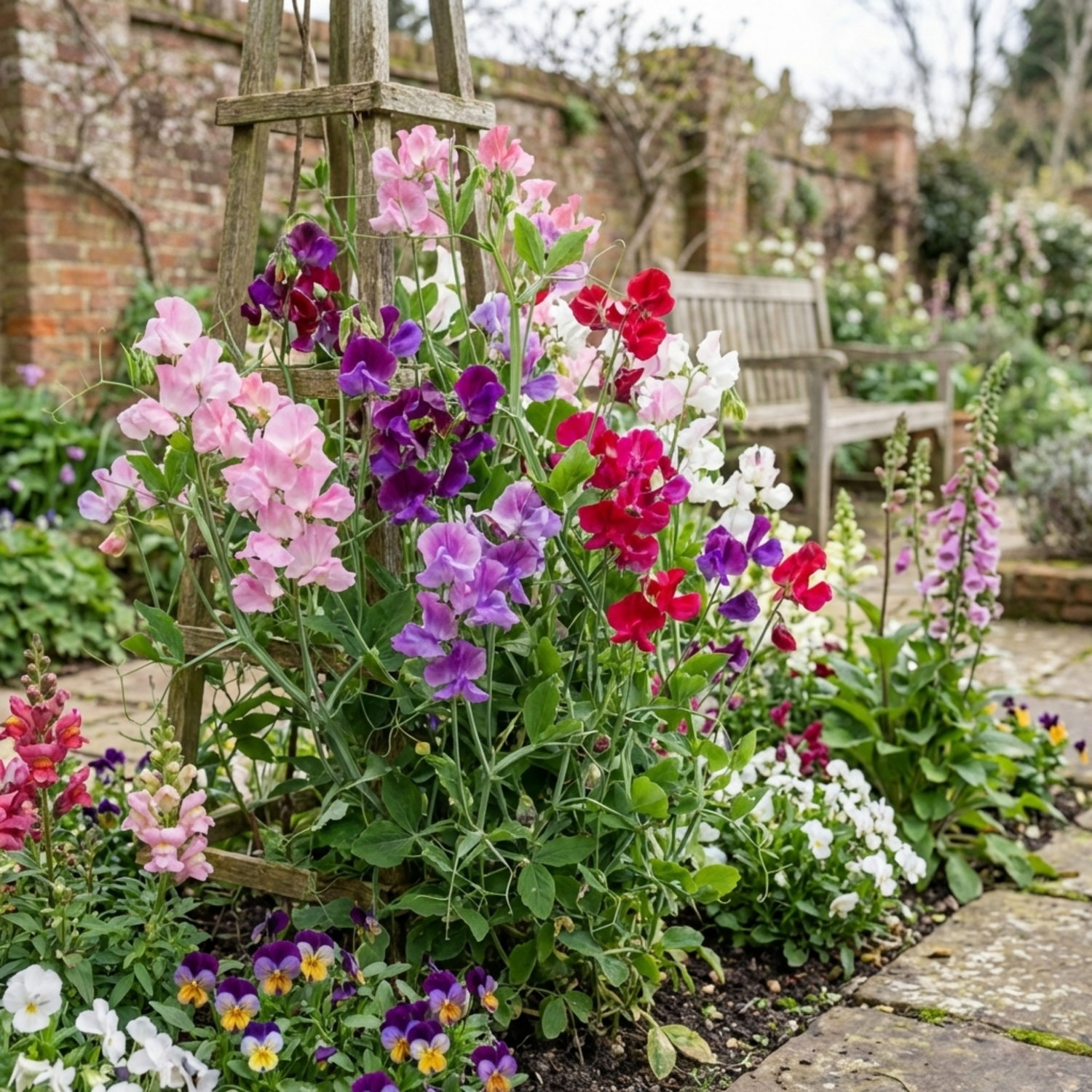 Set of 3 or 6 Large, Garden Ready Plants - Sweet Pea Spencer Mix, 10.5 cm Rootballs