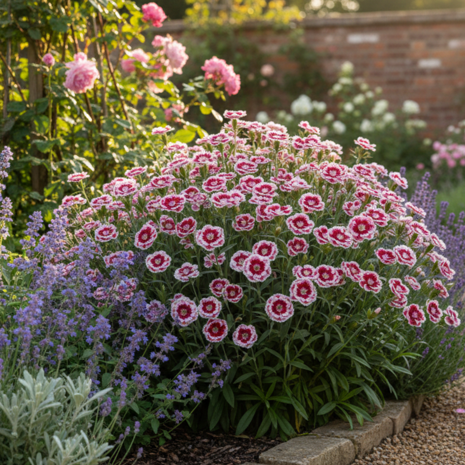1 Large Plant - Dianthus Dart Red White Picotee, Ready to Plant in Your Garden