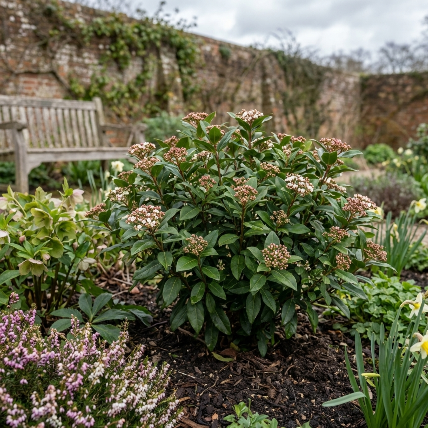 Set of 3 or 6 Viburnum Tinus Evergreen Privacy Hedge Plants, Hardy Winter Flowering Garden Shrub, Outdoor Garden Ready, 1 Litre Root-Ball