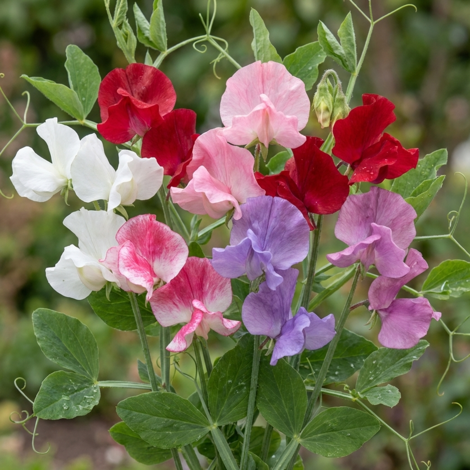 Set of 3 or 6 Large, Garden Ready Plants - Sweet Pea Spencer Mix, 10.5 cm Rootballs