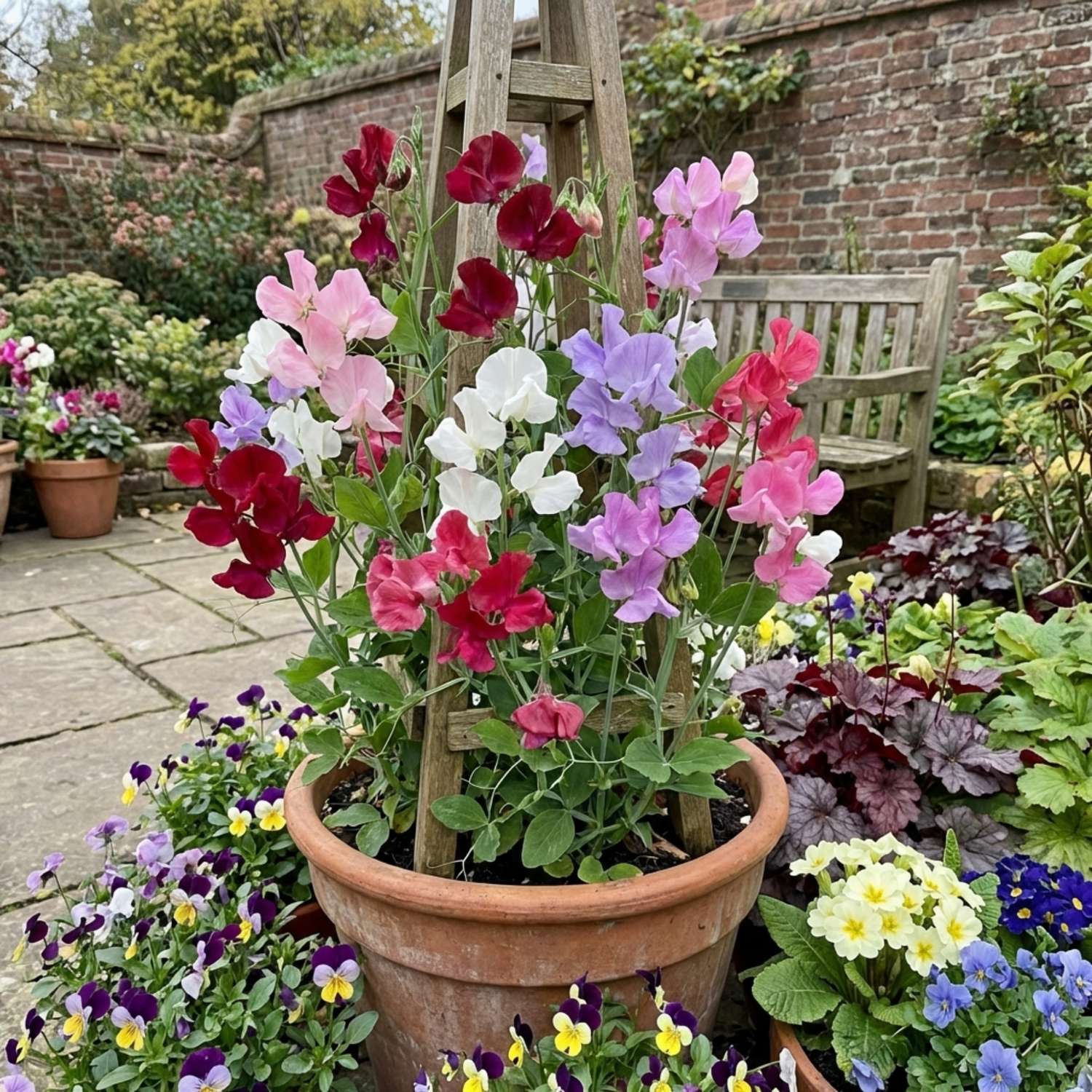 Set of 3 or 6 Large, Garden Ready Plants - Sweet Pea Mammoth Mix, 10.5 cm Rootballs
