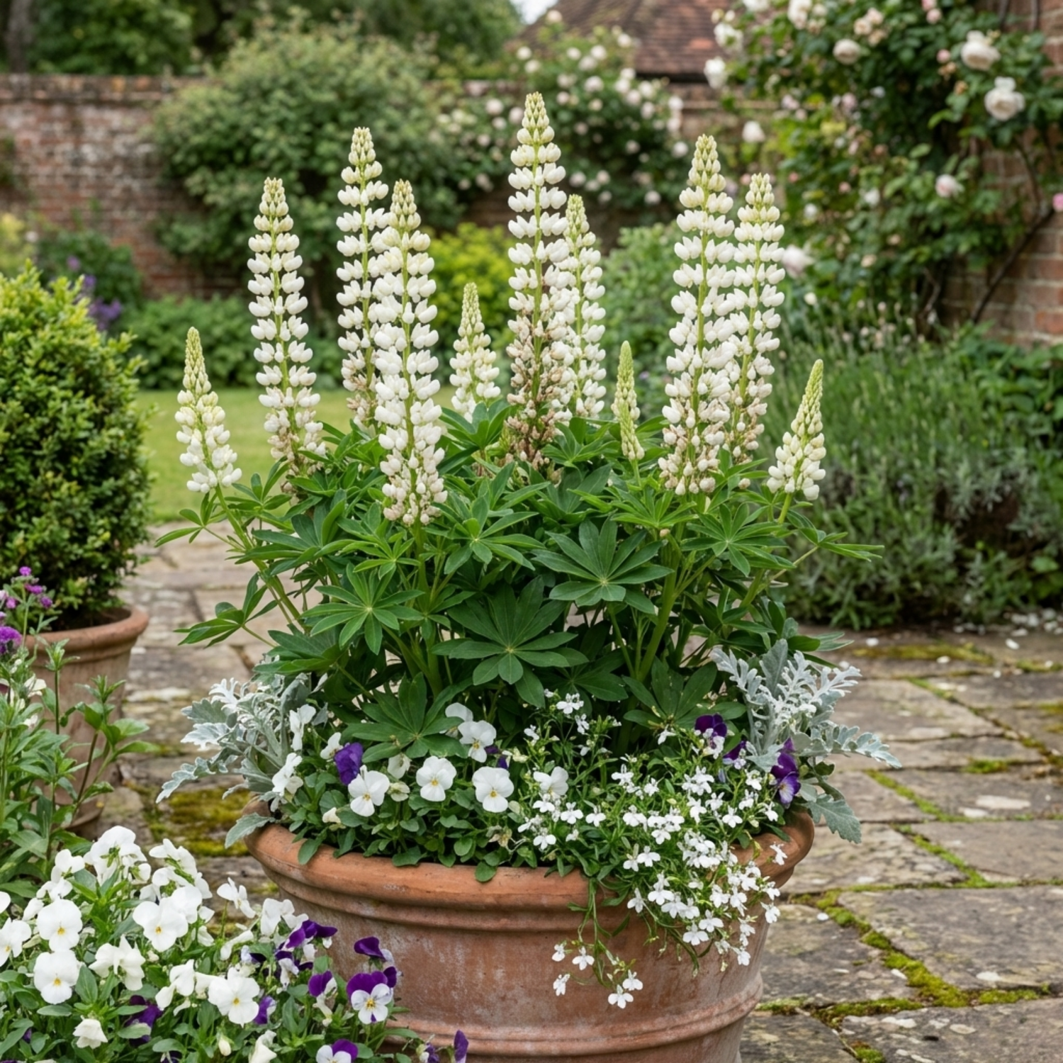 6 Hardy Lupin Legendary White Perennial Plants, Bee Friendly Cottage Garden Lupins, 1 Litre Root Ball