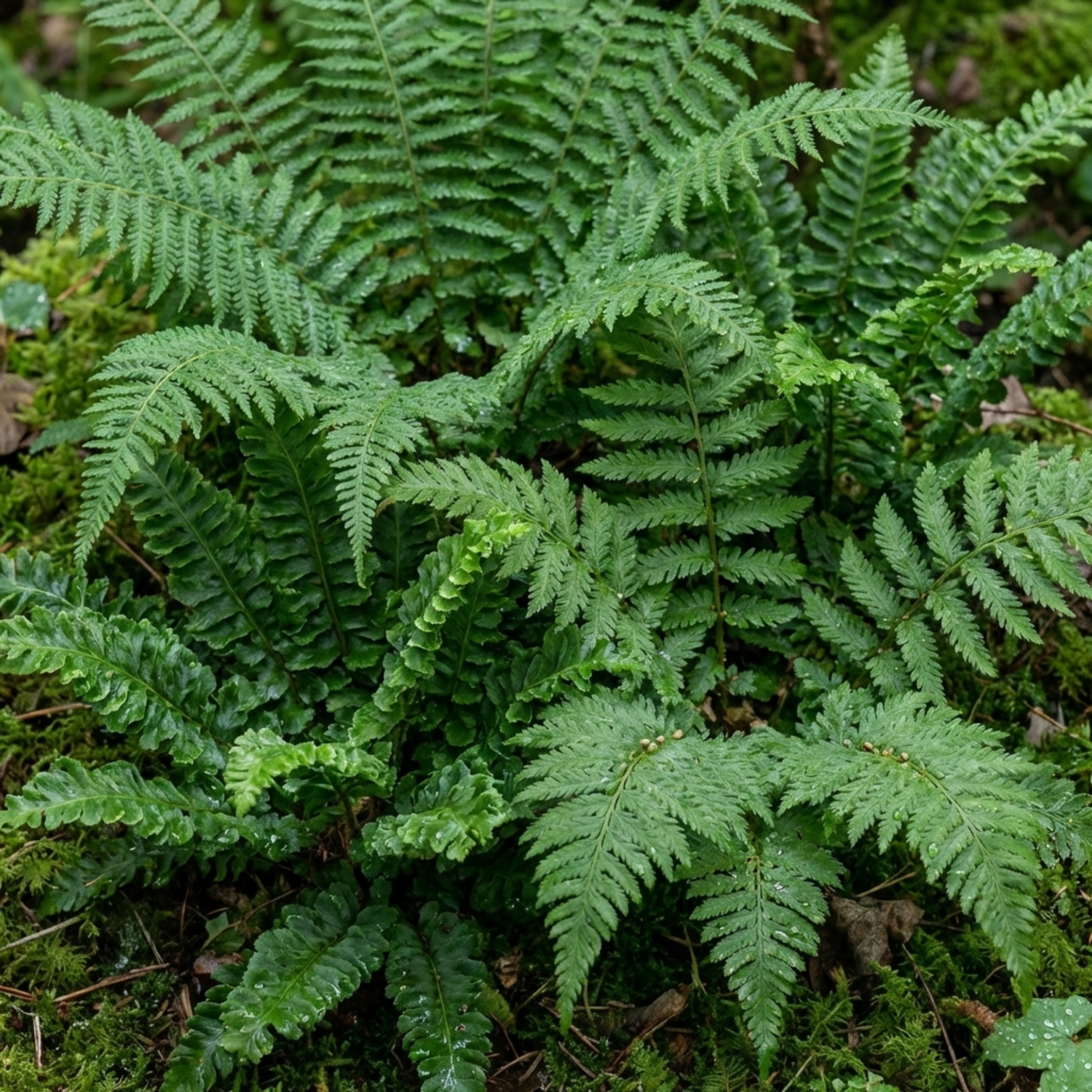 6 Soft Shield Fern Polystichum Setiferum Plants, Hardy Evergreen Shade Perennials, 1 Litre Root-Ball