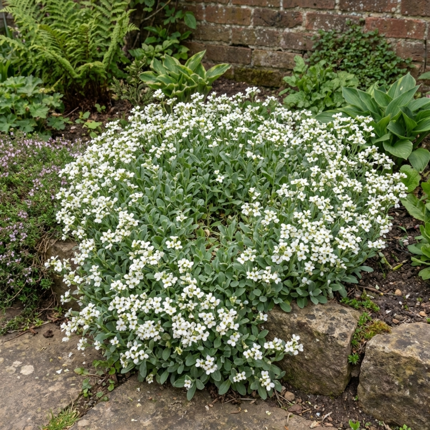 1 Arabis Aubris White Rockcress Plant, Hardy Alpine Perennial Ground Cover, 2L Root Ball