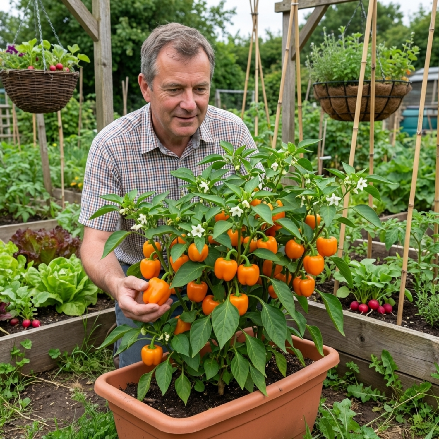Set of 3 or 6 Large Plants - Sweet Pepper Snack Orange, Ready to Plant in Your Garden