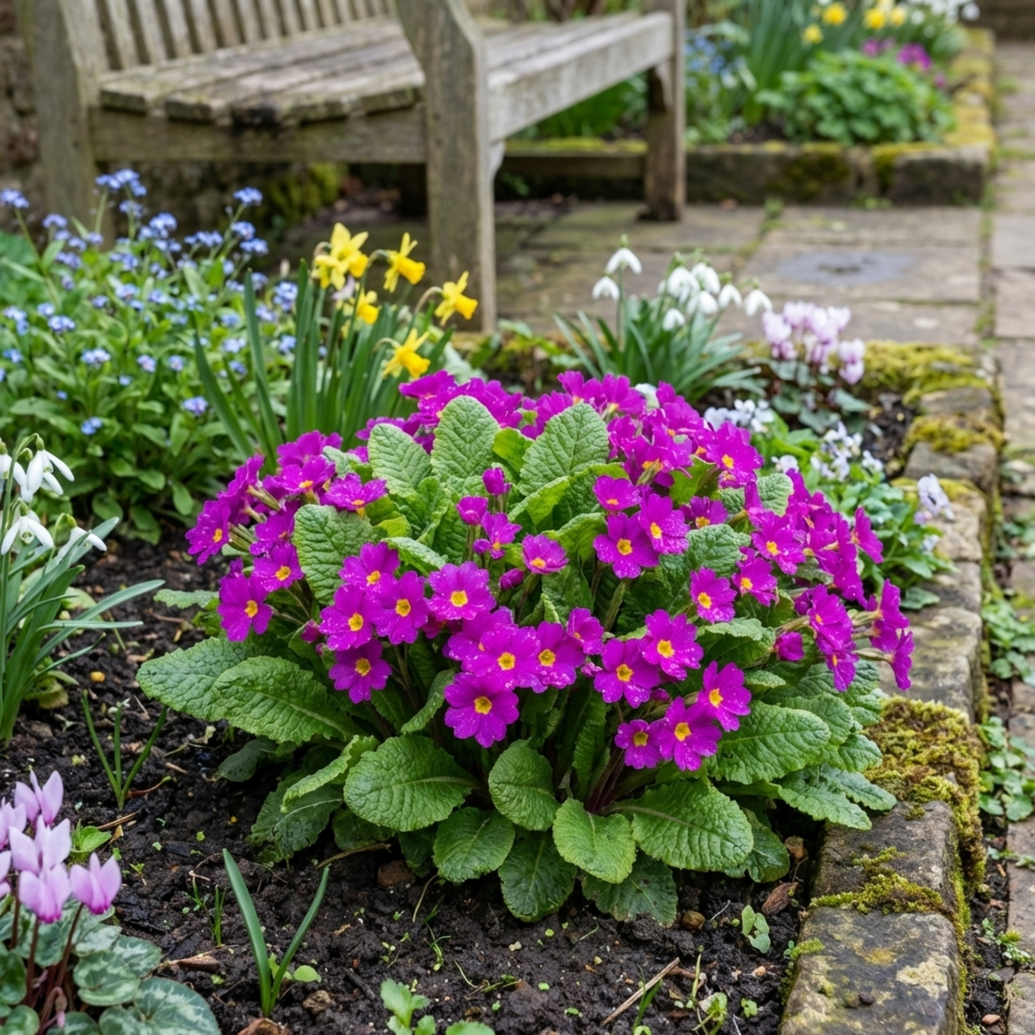 Set of 3 or 6 Primrose ‘Queen Neon Violet’ Hardy Perennial Plants, Bee Friendly Spring Flowering, Outdoor Garden Ready, 1 Litre Root-Ball
