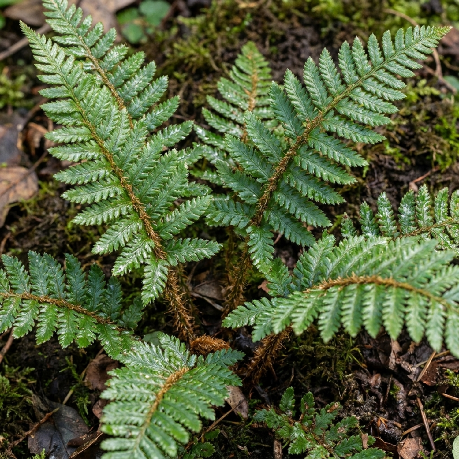 3 Japanese Tassel Fern Polystichum Polyblepharum Plants, Hardy Evergreen, 1 Litre Root Ball