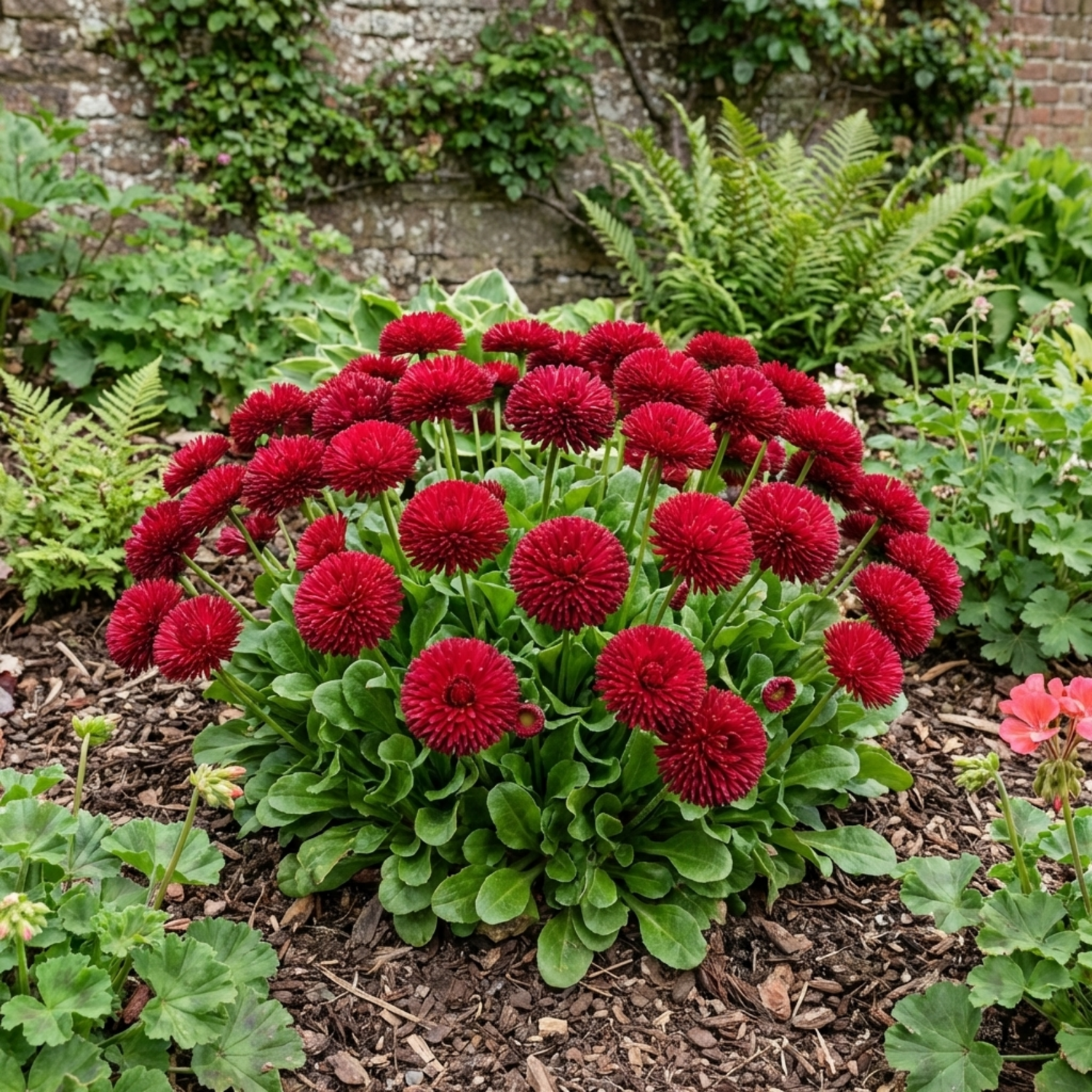 1 Bellis Habanera Red Hardy English Daisy Plant, Outdoor Garden Ready, 2 Litre Root Ball
