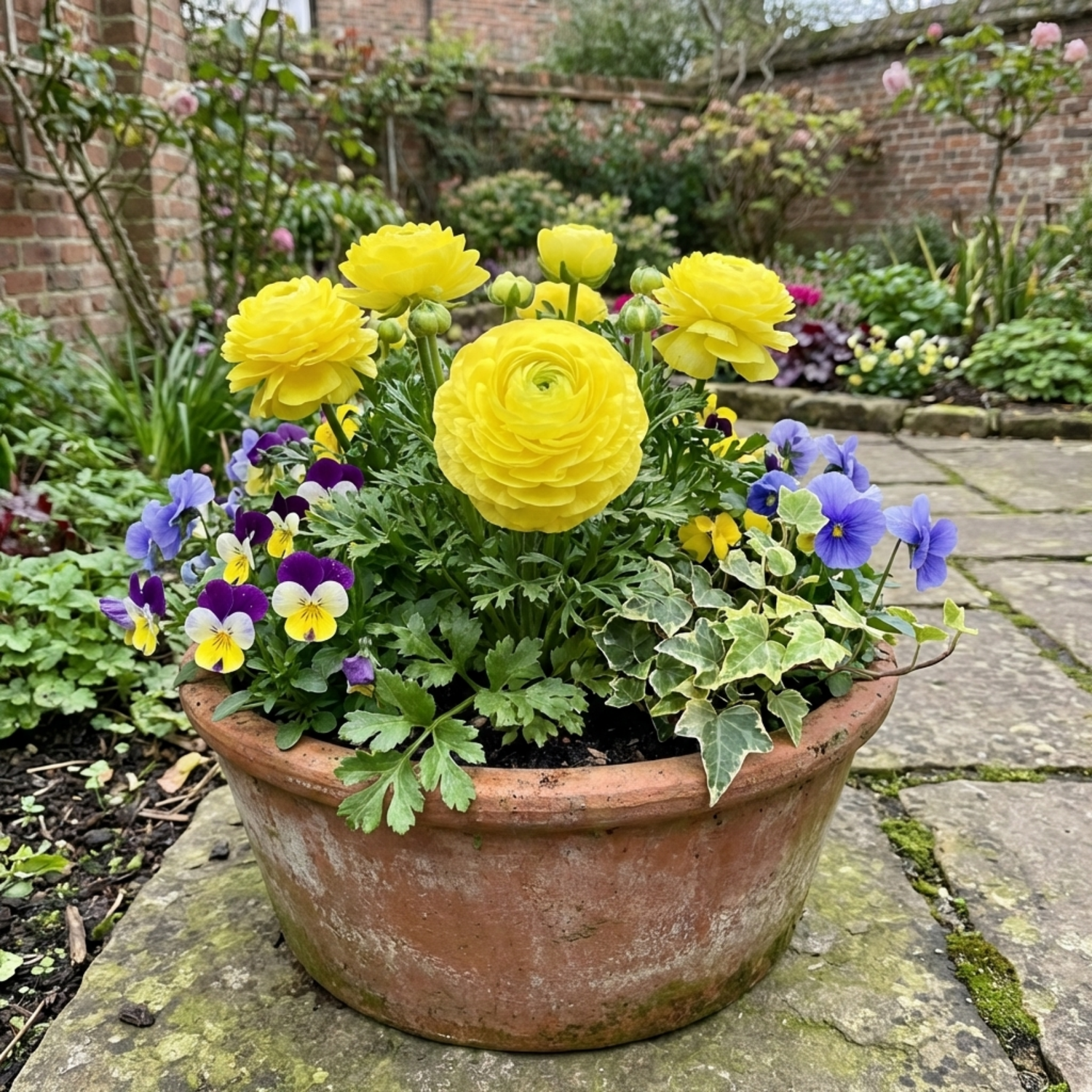 Set of 3 or 6 Ranunculus Vortex Lemonade Persian Buttercup Plants, Hardy Yellow Perennials, Spring & Autumn Flowering, Outdoor Garden Ready, 1 Litre Root-Ball