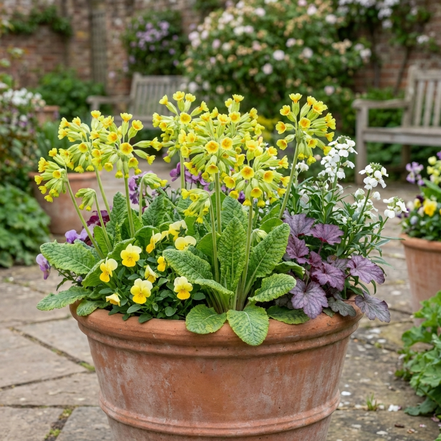 3 Primula Veris Lime with Orange Plants, Hardy Spring Flowering Perennial, 11cm Root-Ball