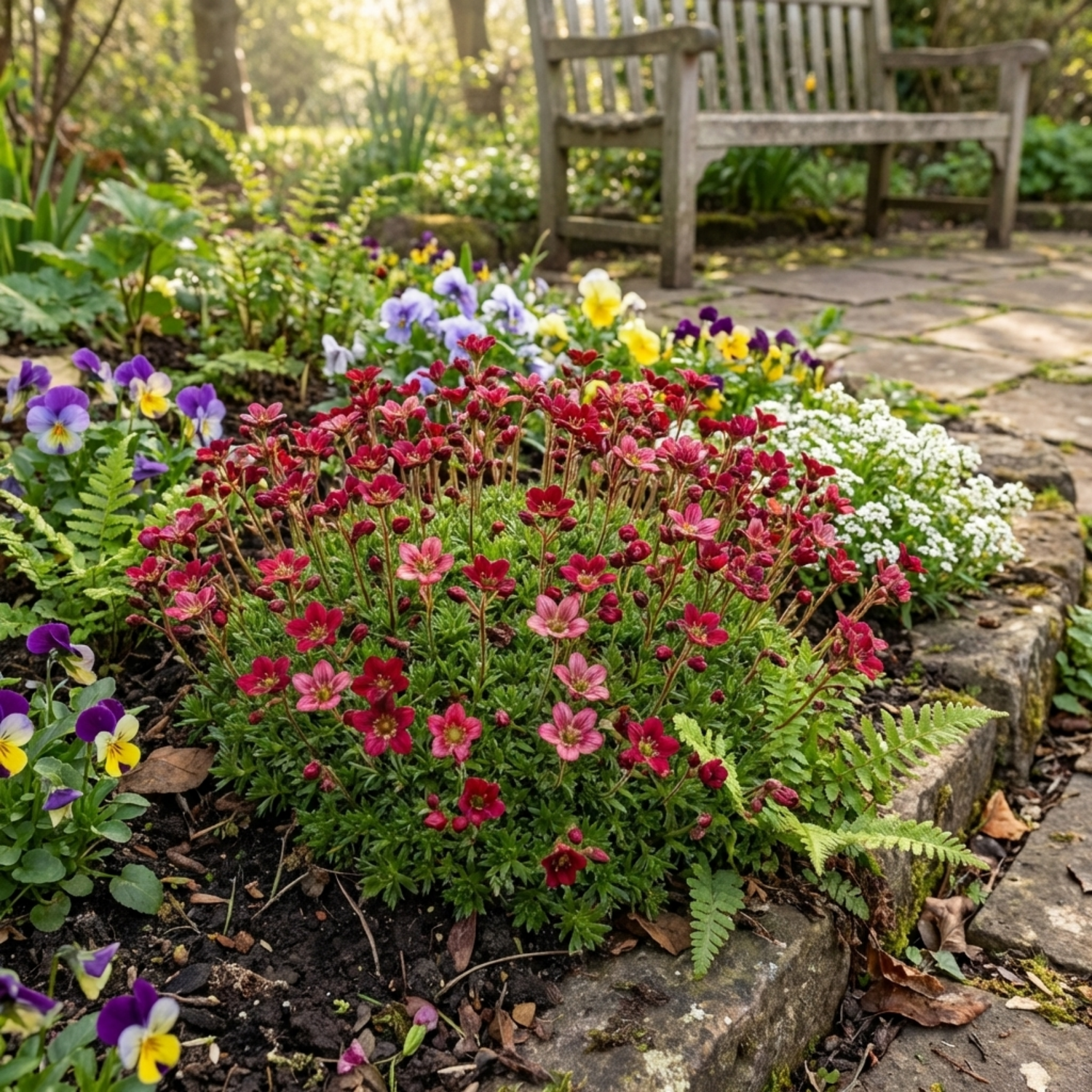 Set of 3 or 6 Saxifrage Ice Colours Red Plants, Hardy Alpine Perennial Rockery Ground Cover, Outdoor Garden Ready, 1 Litre Root-Ball
