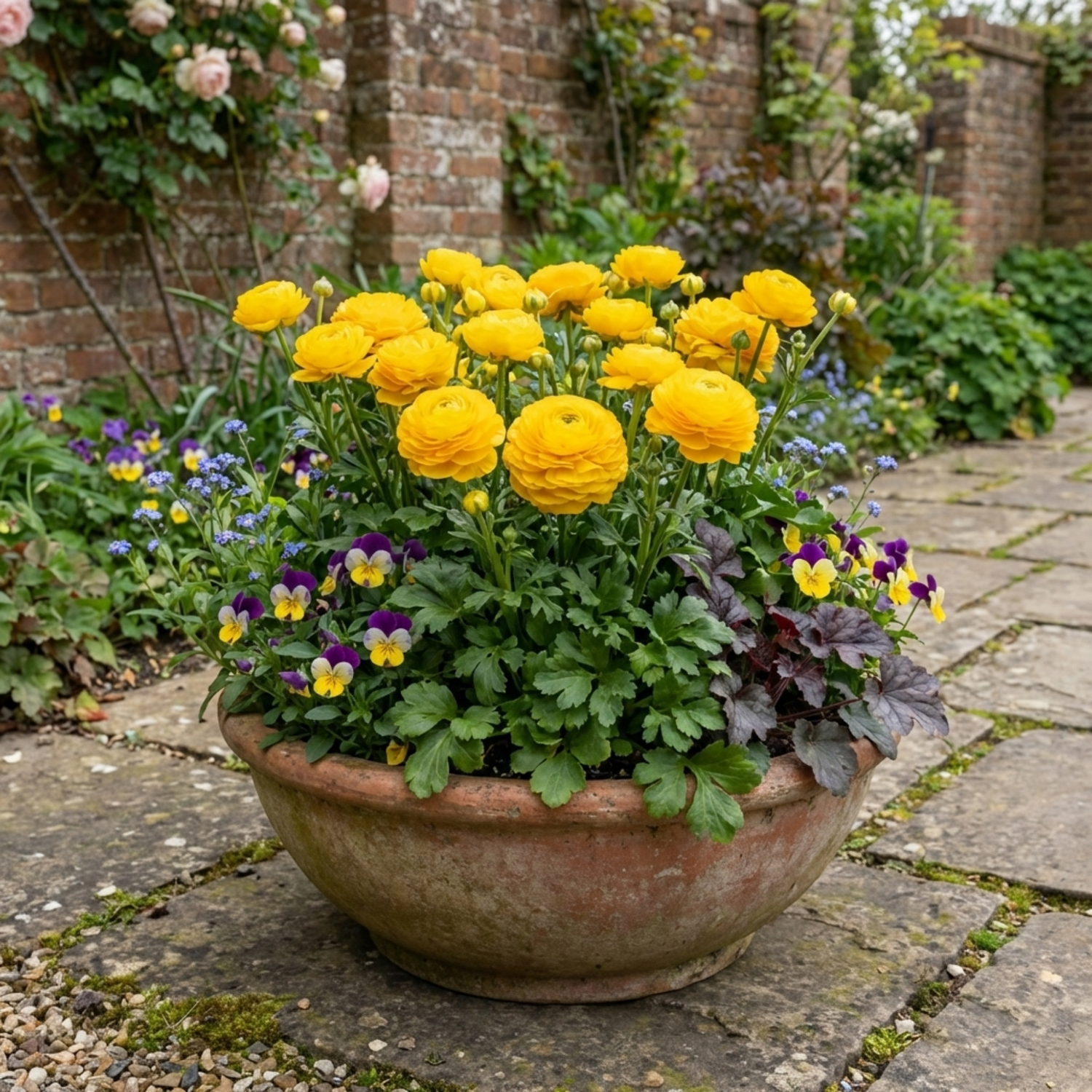 Set of 3 or 6 Large, Outdoor Garden Ready Plants - Rannunculus Vortex Golden Yellow