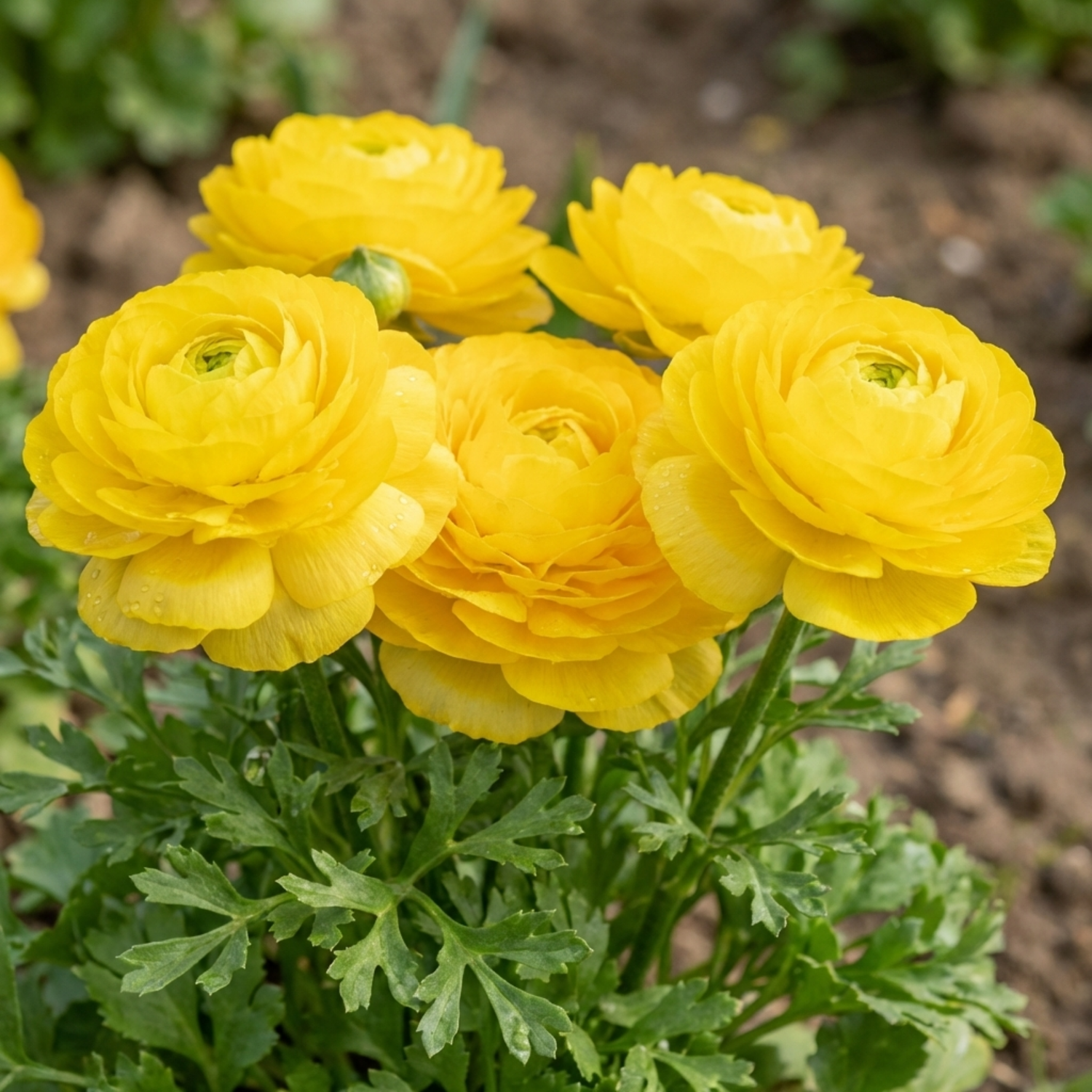 Set of 3 or 6 Ranunculus Vortex Lemonade Persian Buttercup Plants, Hardy Yellow Perennials, Spring & Autumn Flowering, Outdoor Garden Ready, 1 Litre Root-Ball