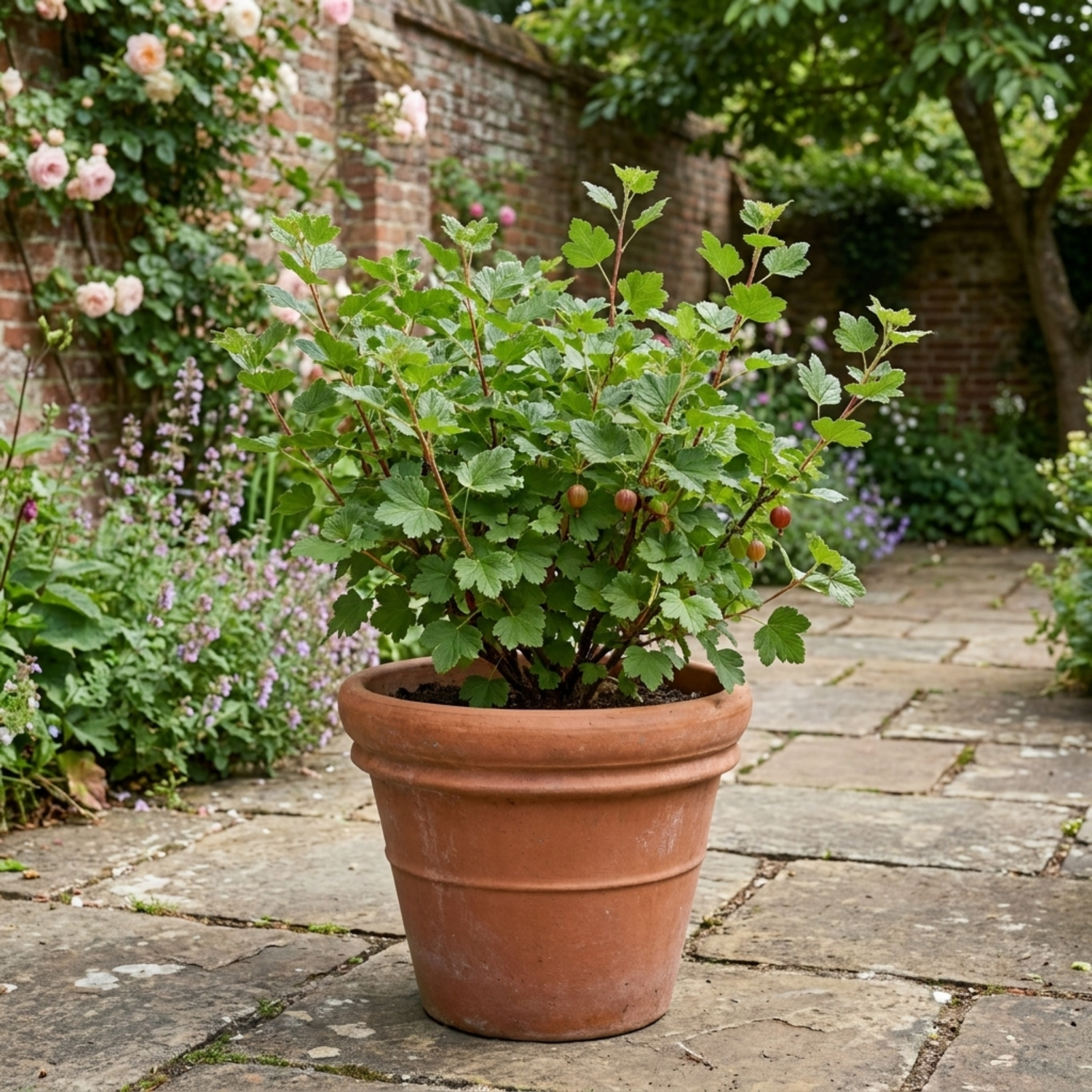 1 Red Gooseberry Fruit Bush Plant, Hardy Self Fertile, Outdoor Garden Ready, 5L Root Ball