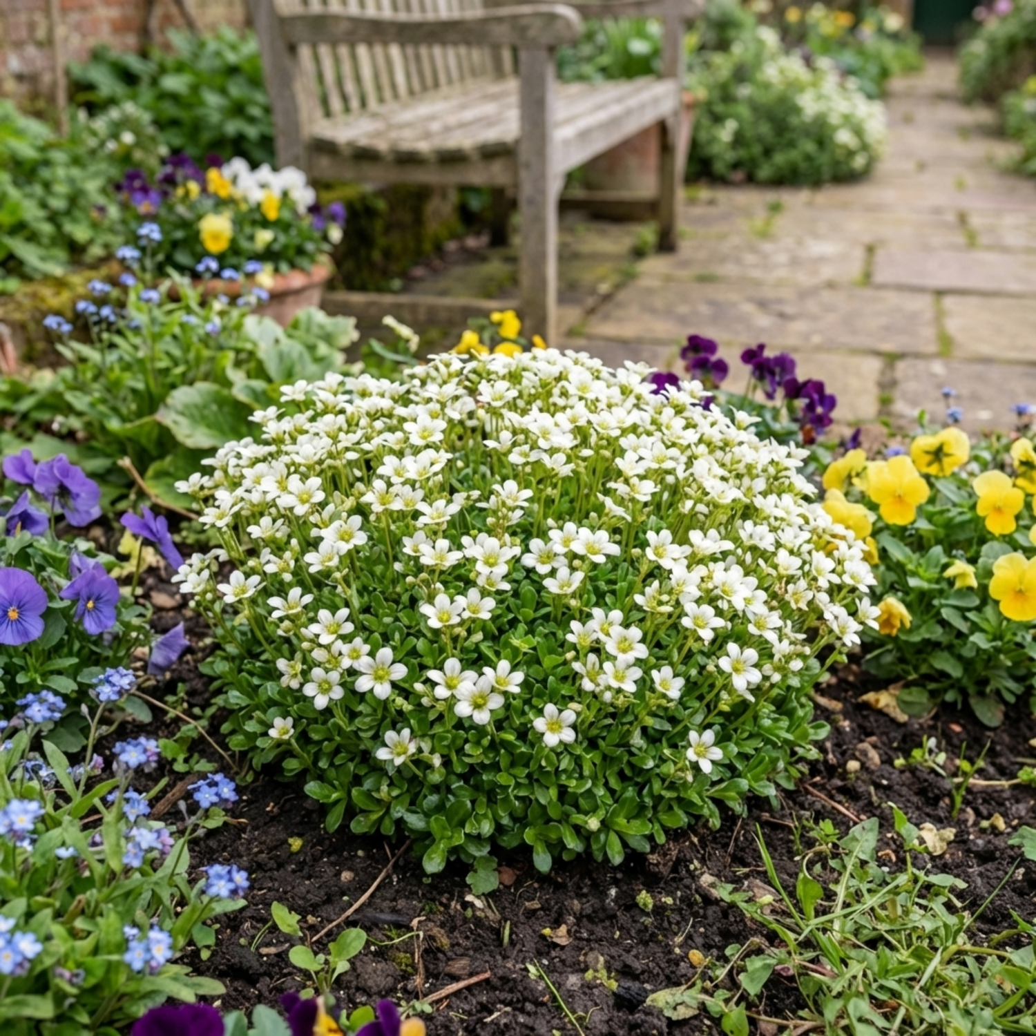 Set of 3 or 6 Saxifrage Ice Colours Pearl White Plants, Hardy Alpine Evergreen Ground Cover Perennial, Outdoor Garden Ready, 1 Litre Root-Ball