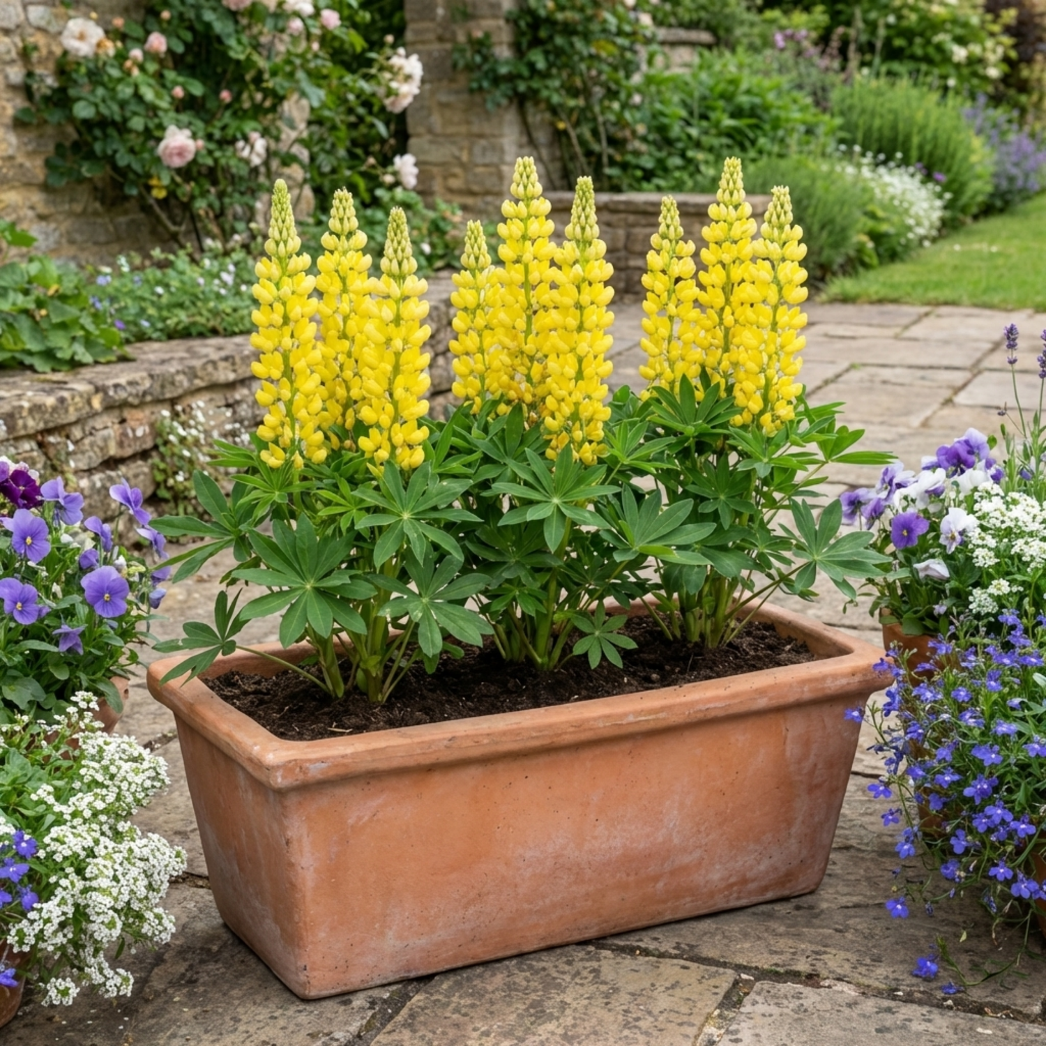 3 Yellow Lupin Perennial Plants, Hardy Cottage Garden Ready, Summer Flowering, 1 Litre Root Ball