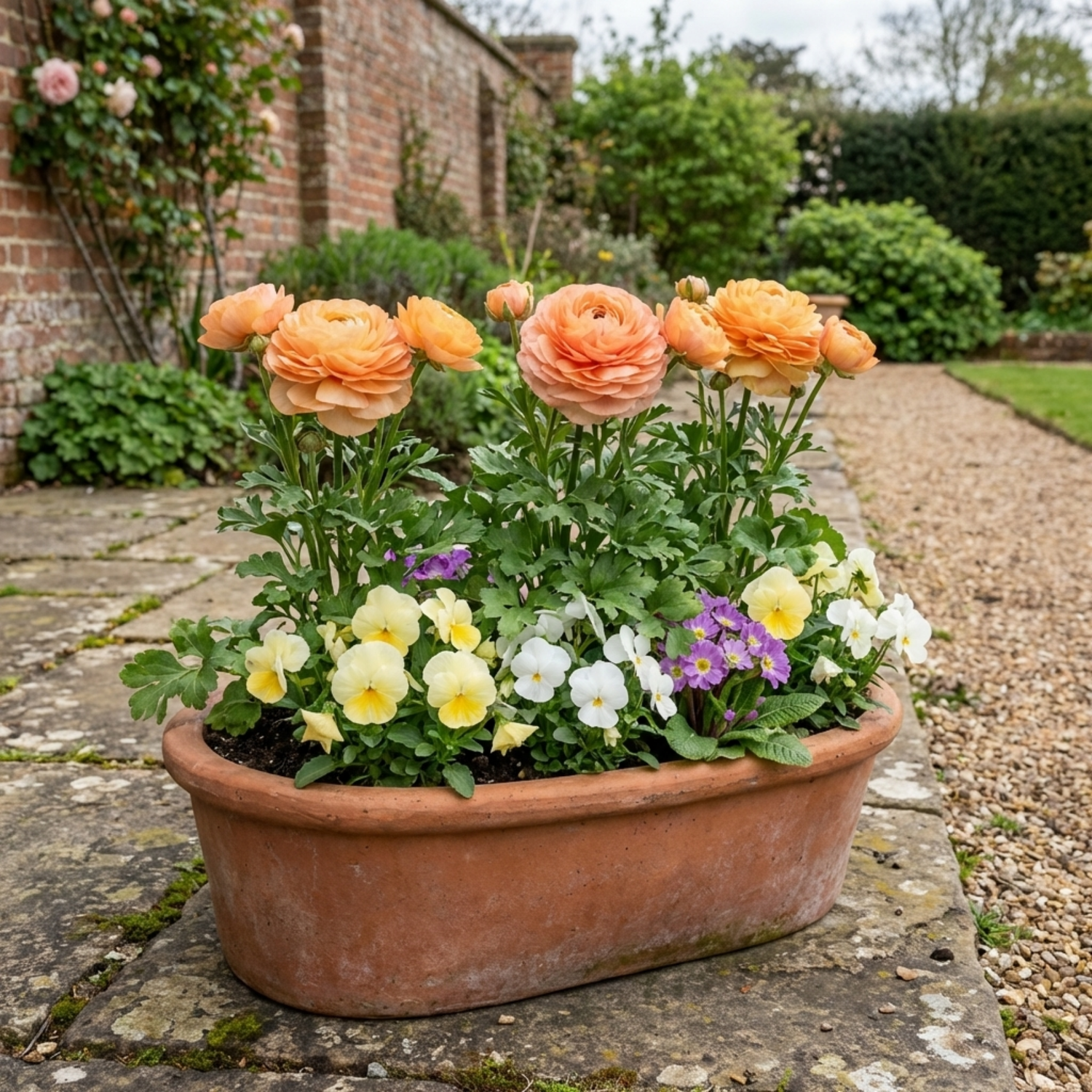 Set of 3 or 6 Ranunculus Vortex Orange Apricot Persian Buttercup Plants, Hardy Perennial, Spring Flowering, Outdoor Garden Ready, 1 Litre Root-Ball