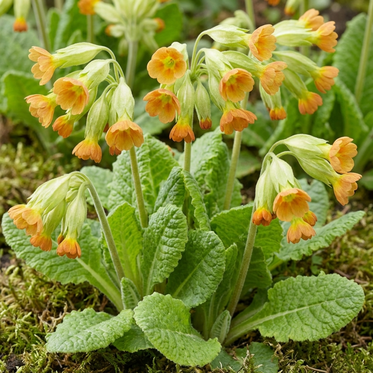 3 Primula Veris Lime with Orange Plants, Hardy Spring Flowering Perennial, 11cm Root-Ball